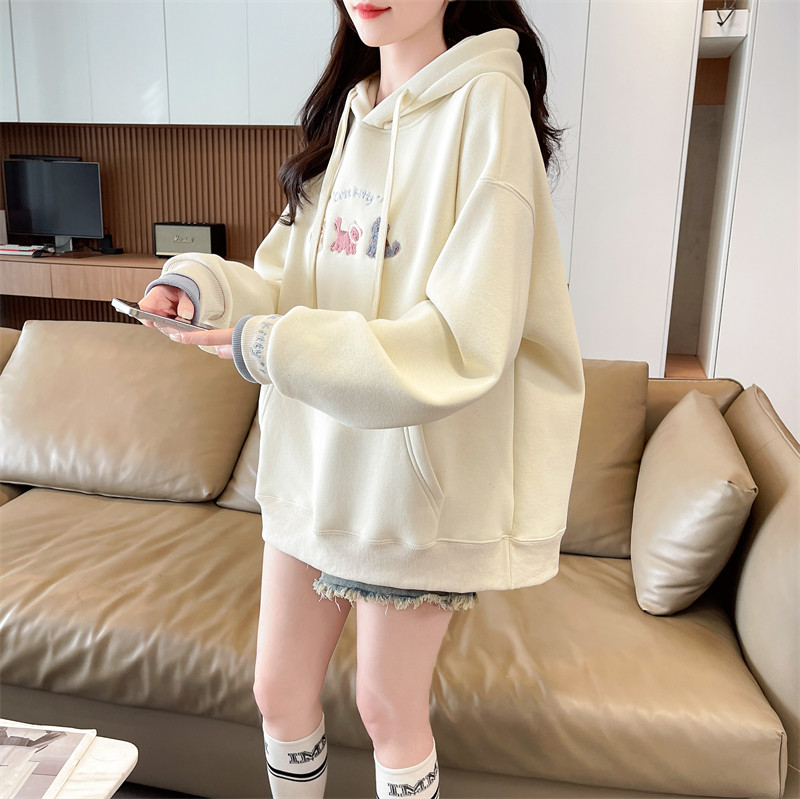 加绒加厚连帽卫衣女秋冬季2025新款韩版宽松初中生假两件保暖外套,淘宝优惠券,粉丝福利购,淘宝优惠卷