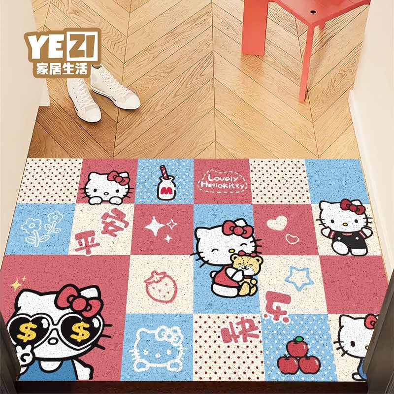 麻将凯蒂猫丝圈进门地垫门口玄关家用入户门耐磨可水洗可剪裁脚垫,淘宝优惠券,粉丝福利购,淘宝优惠卷