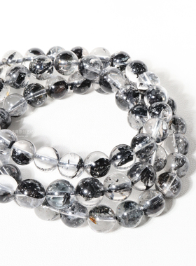 元荷闪灵圆珠黑发一图一物手串