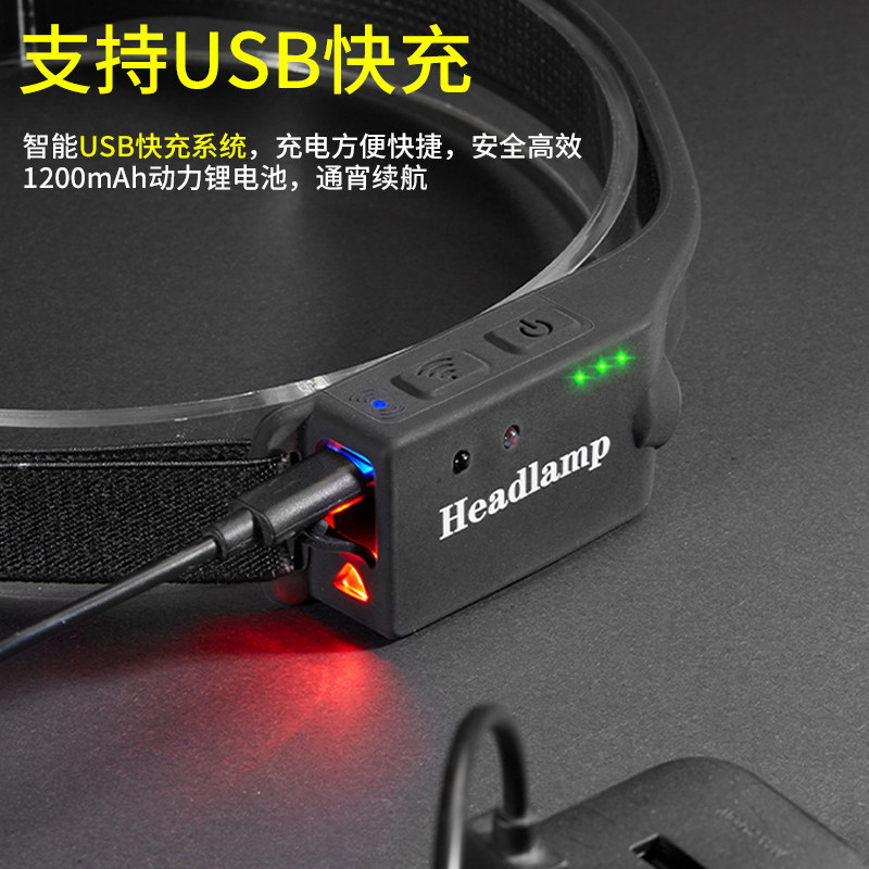 奥克斯强光充电超亮头戴式户外头灯 奥克斯优蓝头灯