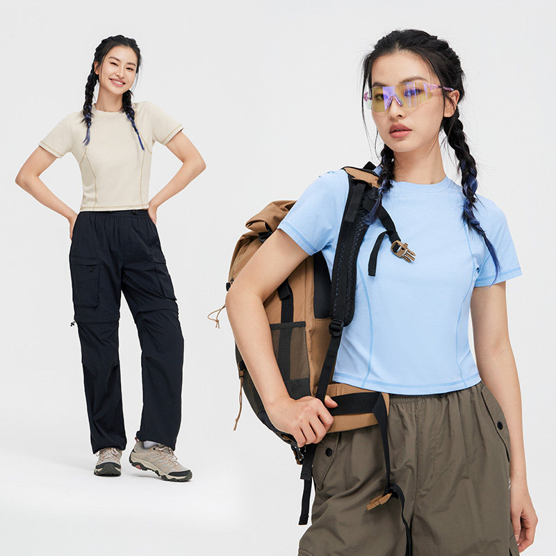 拓路者索罗娜速干t恤女款2025夏季户外圆领短款修身显瘦短袖上衣,淘宝优惠券,粉丝福利购,淘宝优惠卷