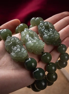 天然和田玉貔貅手串男女款