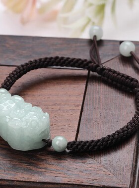 天然A货翡翠貔貅编织手链