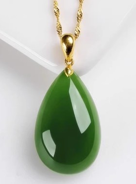 天然和田碧玉色冰种玉髓款女水滴