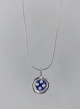 S925纯银项链纽扣女生小众ins风简约蛇骨链镂空短款简约套链小众