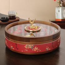 2022 net red burst fruit tray Chinese New Chinese New Year dry fruit containing disc snacks disc solid wood sealed moisture-proof fruit tray