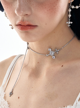 1JINNM2M鸢尾花抽绳镶钻锁骨链