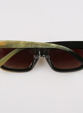 来而往nilerun品牌拱突鼻梁长方矩形大脸真牛角太阳眼镜偏光墨镜