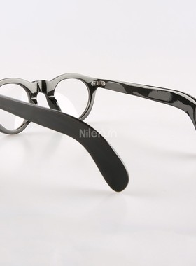 日韩风圆形光学眼镜架两颗铆钉饰黑色水牛角男女太阳镜偏光墨镜