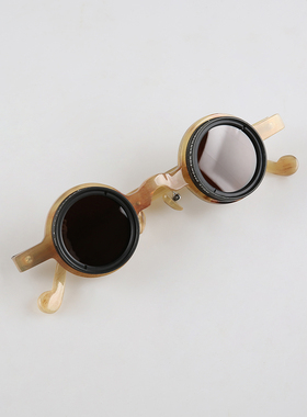 ND9档可调光钓鱼偏光墨镜蜜糖浅色牛角圆框太阳镜驾驶开车专用