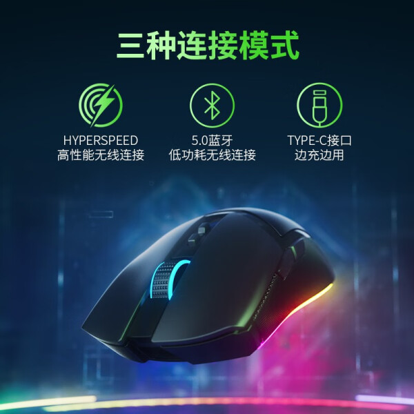 雷蛇（Razer）眼镜蛇系列游戏鼠标自定义宏双手通用三模连接RGB-图0