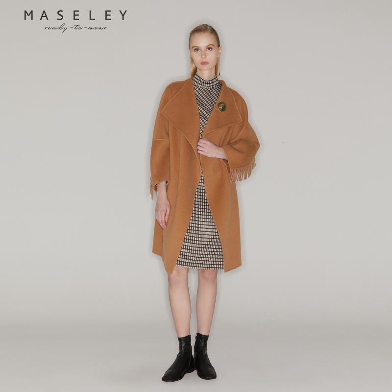 Maseley/玛塞莉毛呢大衣女新款高级百搭时尚双面呢外套女