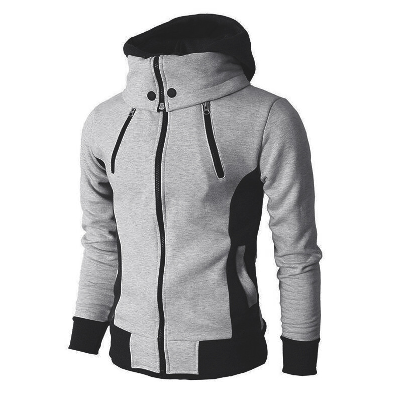 Men's Fake Two Piece Sweatshirt Zip Hoodie男士卫衣拉链连帽衫-图0