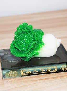 玉之雅盐雕工艺品打磨翠玉白菜财源广进车摆件摆放车饰品中式摆件