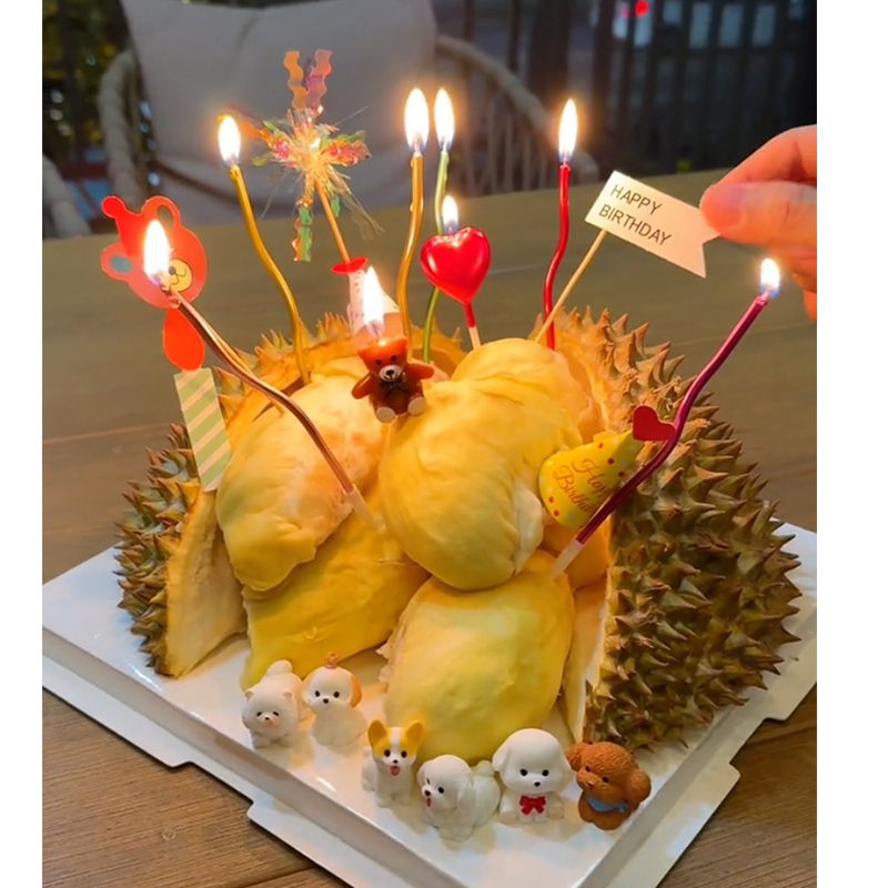 榴莲蛋糕diy材料包6只小狗同款小熊diy蜡烛插件材料摆件生日榴莲 - 图1