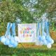 Cute kid rainbow first birthday scene decoration