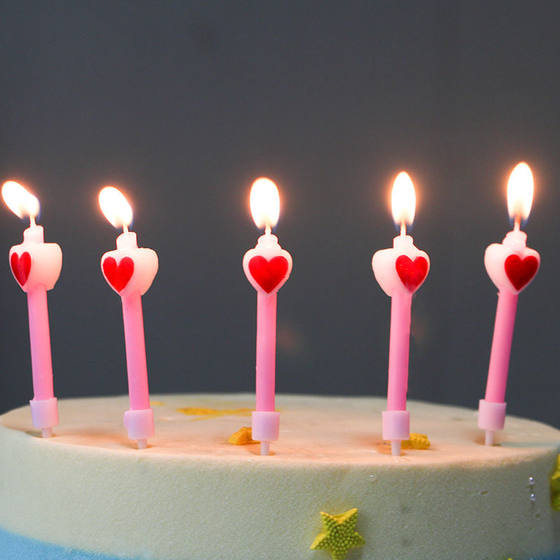 Short stick pink love candle cake decoration