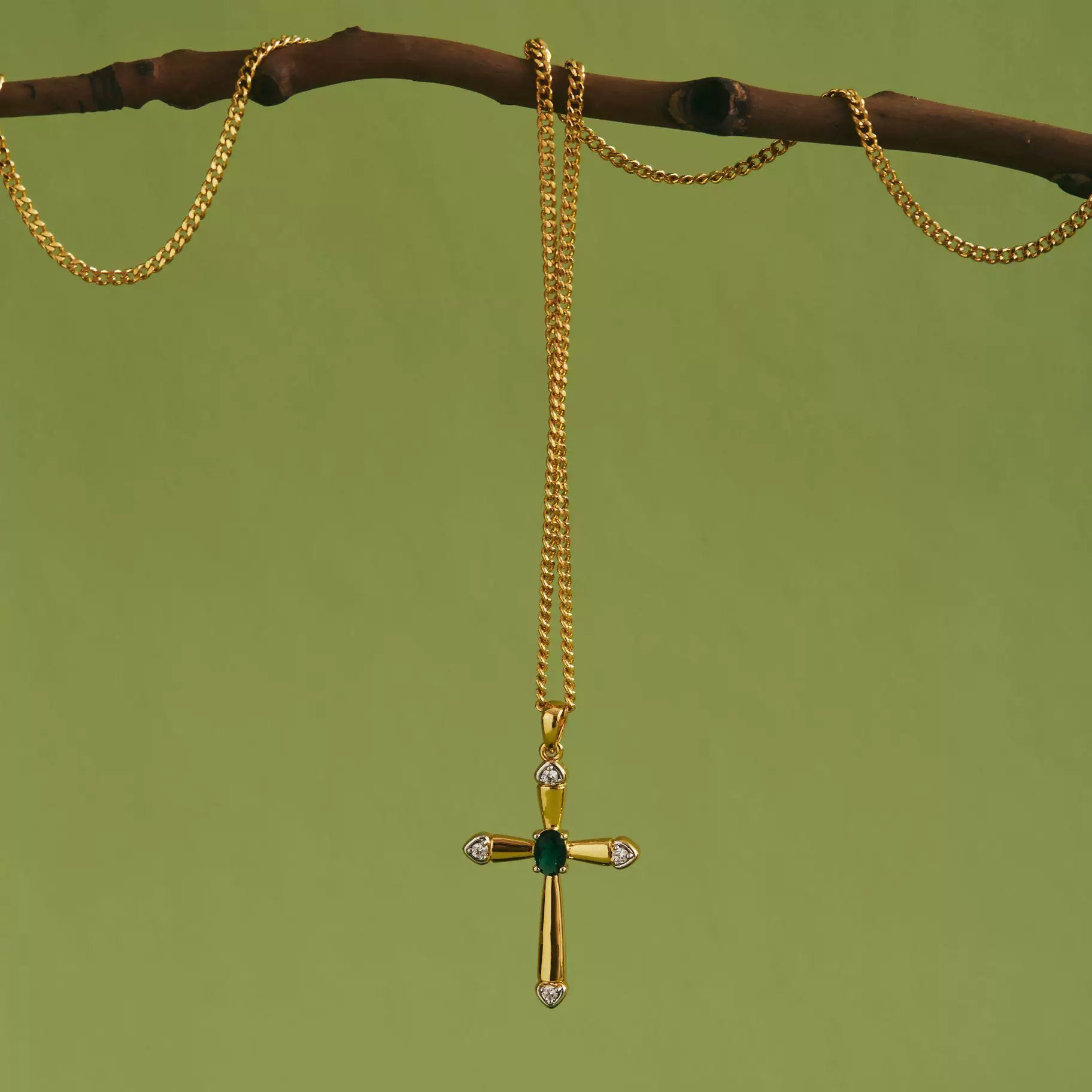 【官方正品】Purey 925银镀22K金镶钻十字架吊坠项链 - 图3