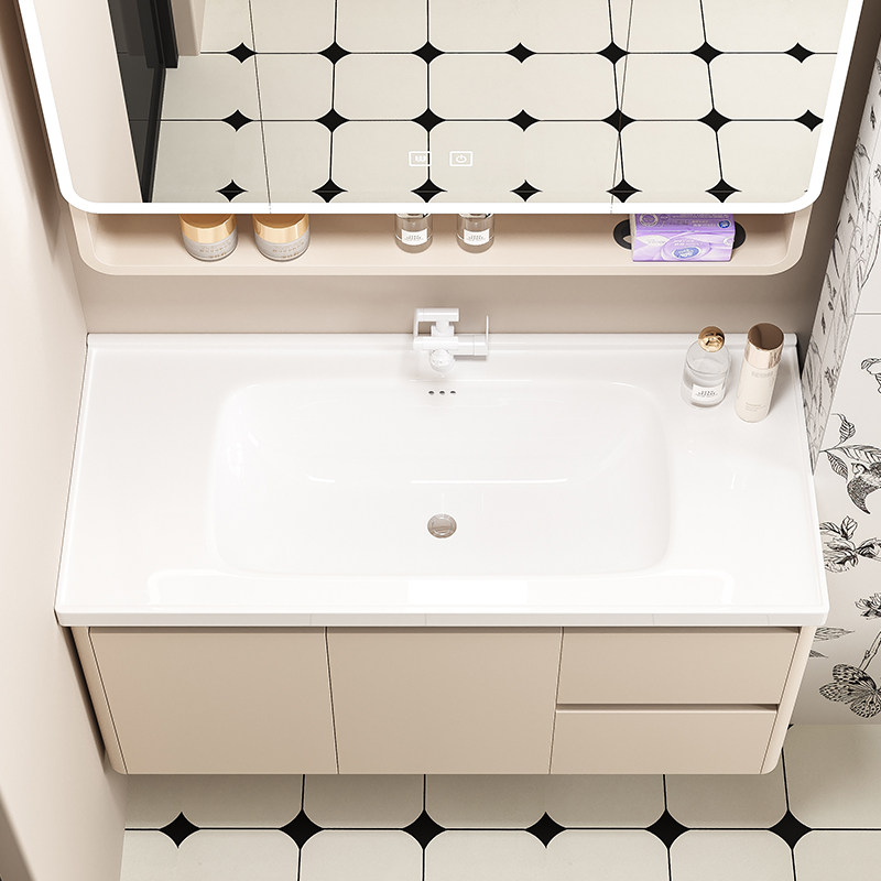 圆角奶油风蜂窝铝浴室柜组合陶瓷一体洗漱台卫生间洗手盆洗脸盆柜,淘宝优惠券,粉丝福利购,淘宝优惠卷