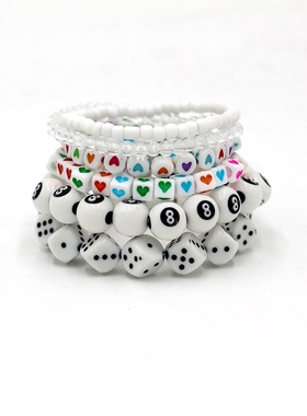 原创设计多巴胺粉色六件手工串珠手链套装星星花朵骷髅头新款手串