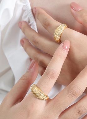 跨境满天星满钻流行不掉色饰品闪耀戒指指环小众饰品手饰女生