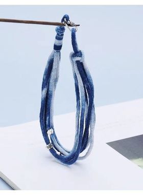 神奈川编织手绳简约日系小众原创设计多层蓝色扎染男女手链