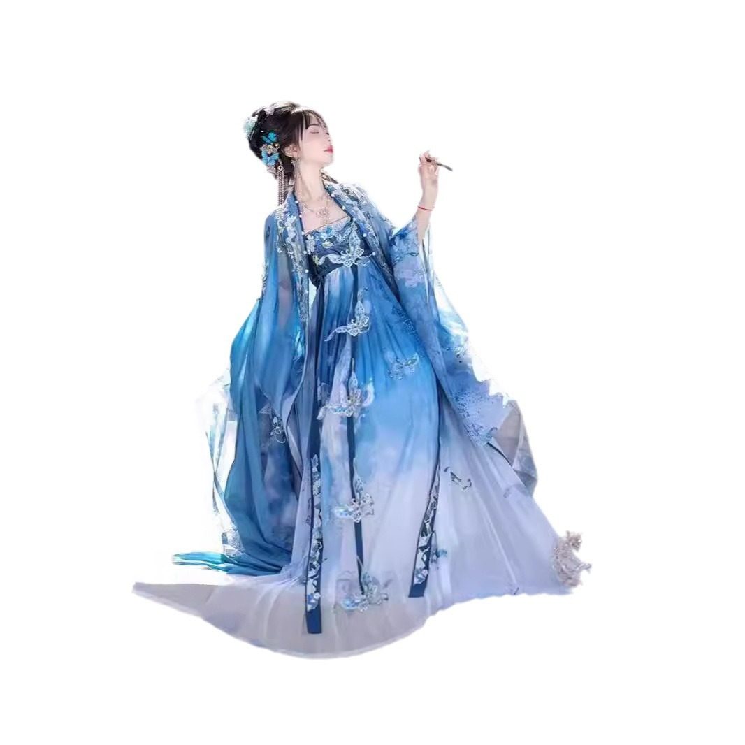 花朝记原创【瓷碟美人】重工刺绣齐胸仙气诃子褶裙唐制汉服女夏季,淘宝优惠券,粉丝福利购,淘宝优惠卷