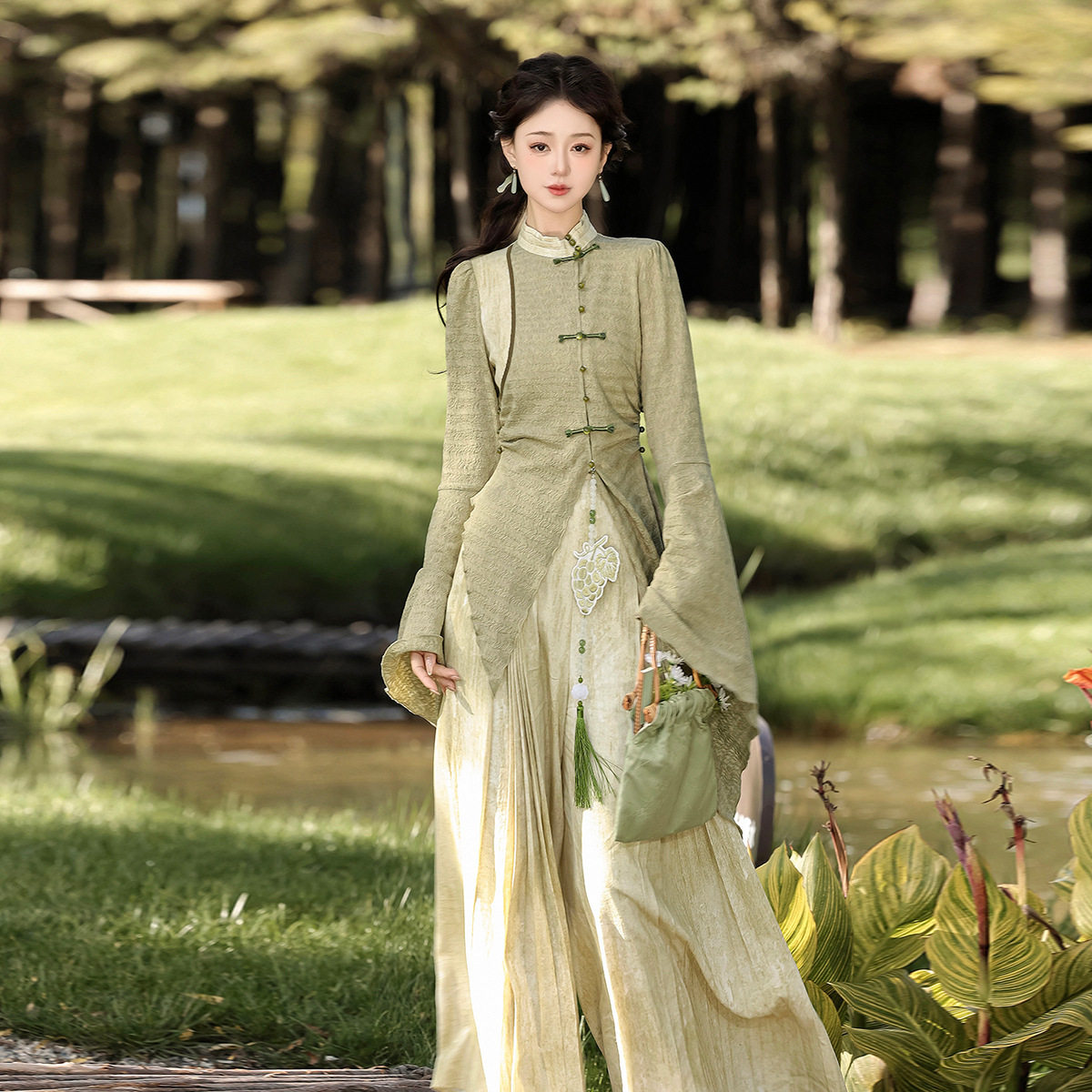 倚梦阁原创青提集汉服女中国风改良汉元素新中式上衣裤子套装9297,淘宝优惠券,粉丝福利购,淘宝优惠卷