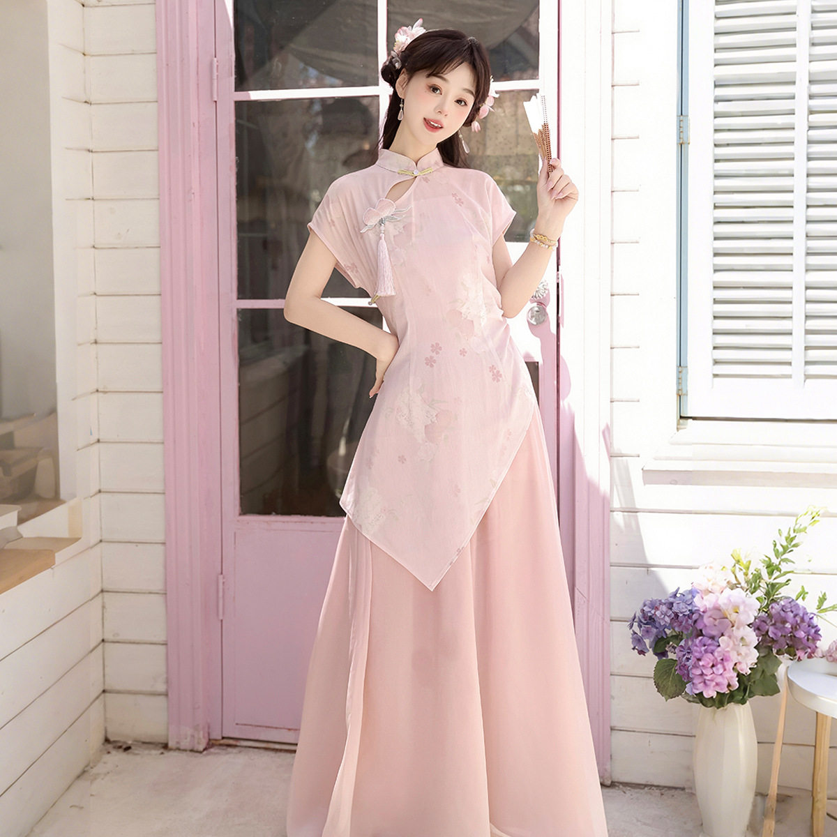 倚梦阁原创夏日桃桃汉服女国风汉元素新中式上衣吊带裤子套装X345,淘宝优惠券,粉丝福利购,淘宝优惠卷