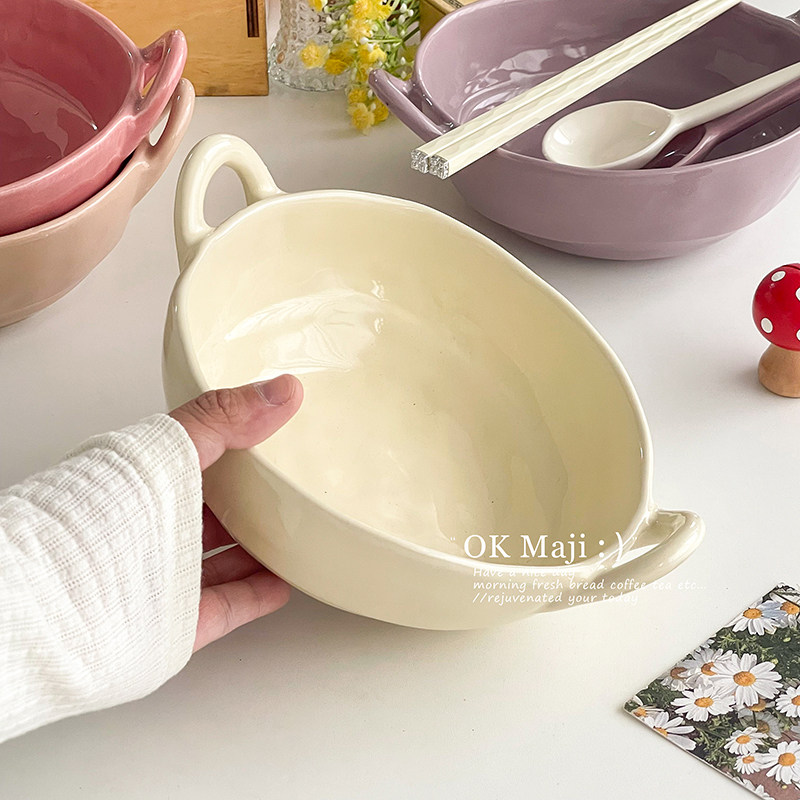 家用高级感吃面碗个人专用2026新款高颜值防烫大号陶瓷双耳面条碗,淘宝优惠券,粉丝福利购,淘宝优惠卷