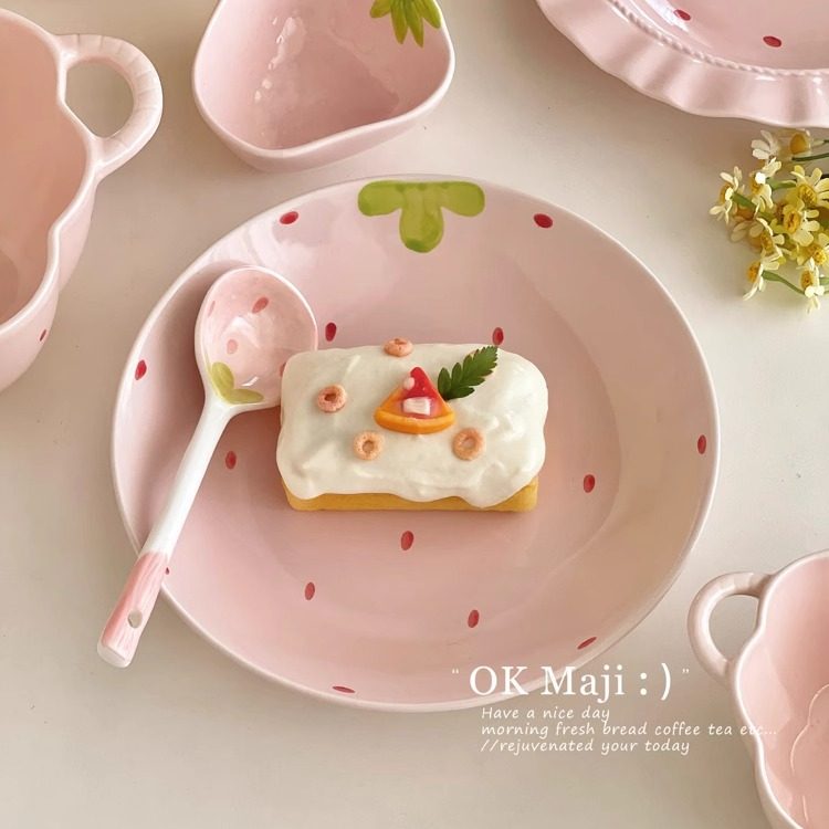 奶油风盘子可爱少女心早餐盘子高颜值ins风餐盘陶瓷草帽盘甜品盘,淘宝优惠券,粉丝福利购,淘宝优惠卷