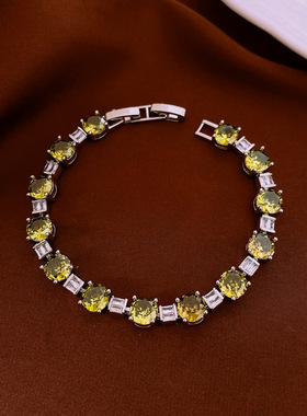 圆形锆石卡扣手链法式轻奢风日常通勤百搭气质手环设计感小众手饰