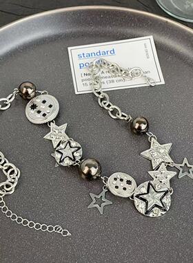 纽扣星星项链重工复古小众设计感朋克锁骨链百搭高级感颈链项饰女