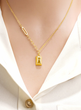 沙金项链国潮小金条套装女久不掉色百搭耳坠手链铜合金仿黄金项饰