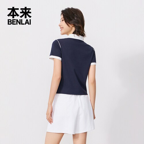 本来BENLAI女士凉感撞色翻领polo衫运动T恤2026秋季新款BNT460023 - 图2
