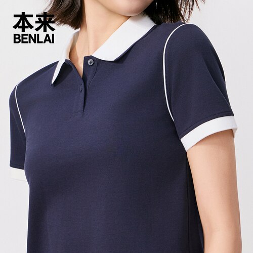 本来BENLAI女士凉感撞色翻领polo衫运动T恤2026秋季新款BNT460023 - 图1