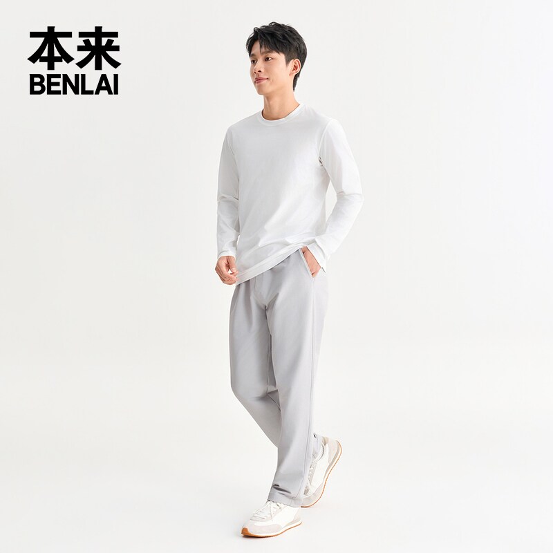 本来男士抗皱运动休闲抽绳直筒裤长裤子