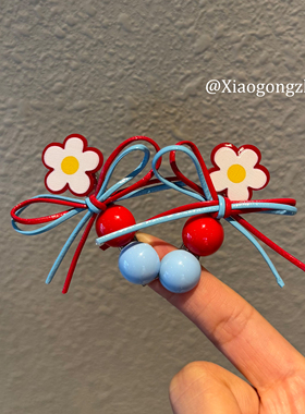 可爱鸡蛋花蝴蝶结发夹少女甜美