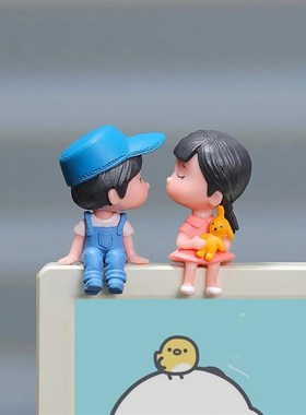 台式电脑显示屏情侣摆件装饰品屏幕边框装饰显示器办公室桌面摆设