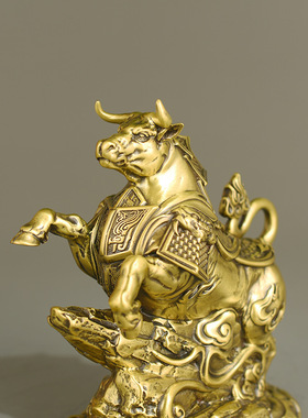 黄铜牛摆件铜牛气冲天生肖牛摆件吉祥物家居工艺品装饰牛转乾坤
