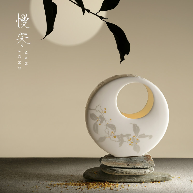 慢宋 | 月浸桂花 海上明月 双面陶瓷图案 秋日香薰蜡烛礼盒节日礼,淘宝优惠券,粉丝福利购,淘宝优惠卷