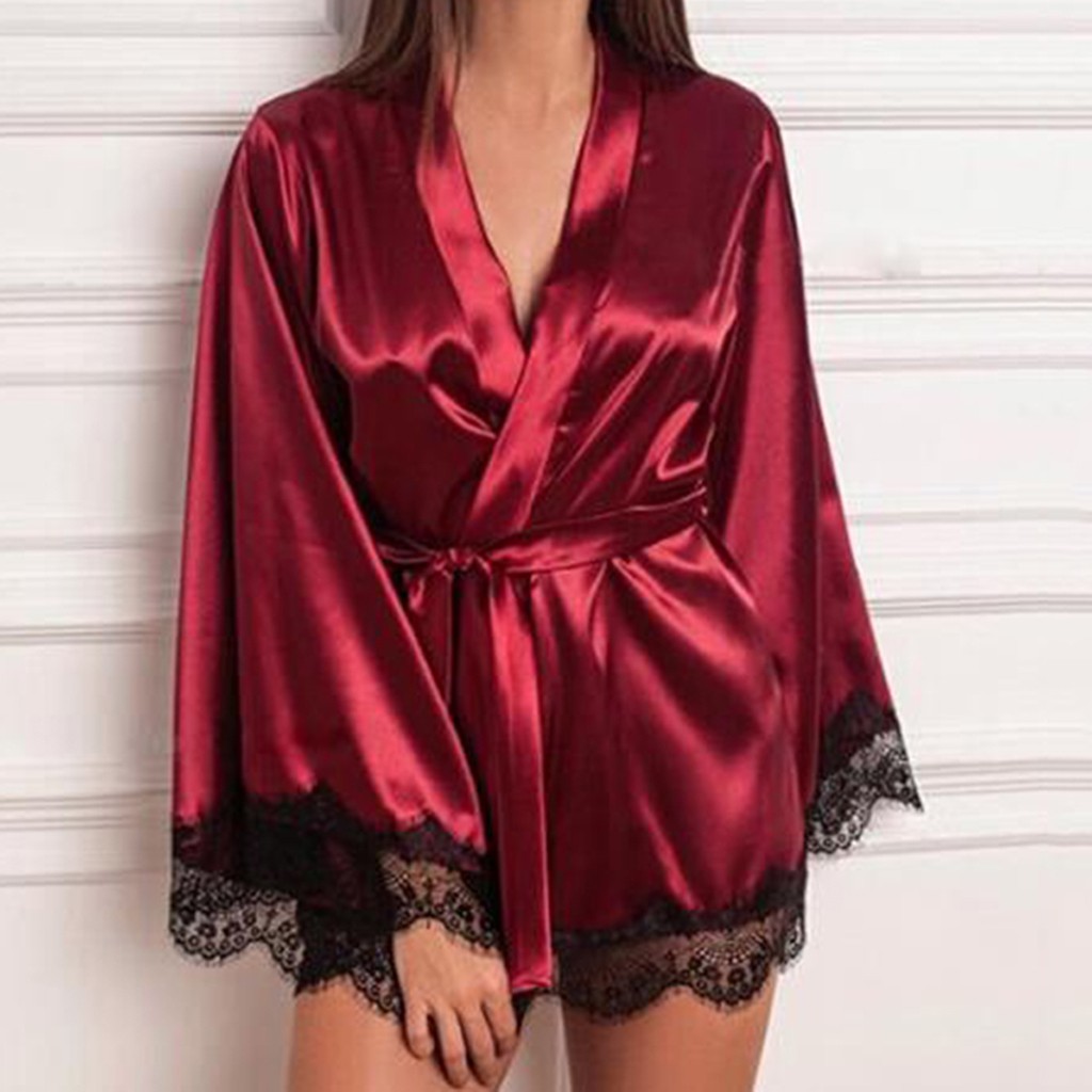 robe pajamas sexy women's bathrobe长袍睡衣性感女式浴袍-图1