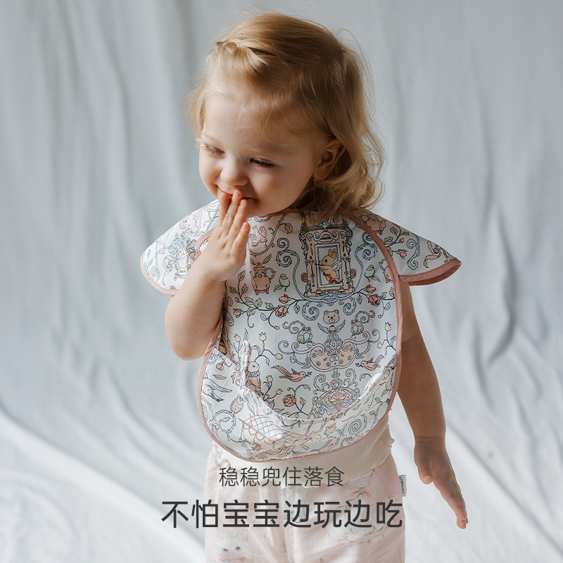 Oak Family短袖罩衣婴儿吃饭围兜宝宝辅食饭兜幼儿园围裙防水防污,淘宝优惠券,粉丝福利购,淘宝优惠卷
