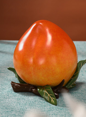 海珏工艺品铜寿桃摆件纯铜水果蟠桃客厅玄关装饰品送长辈贺寿礼品