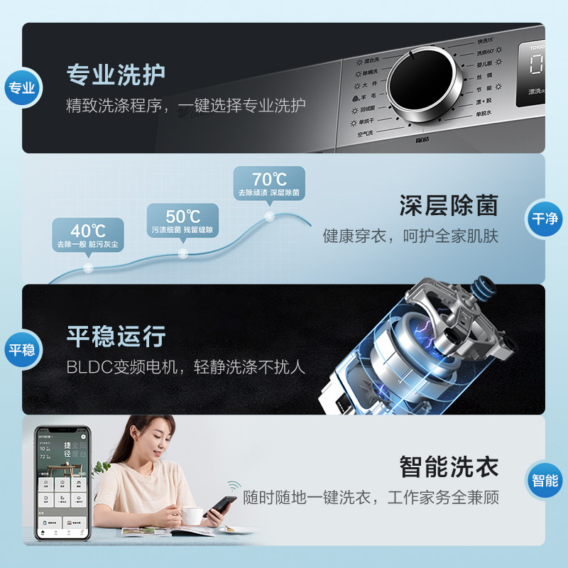小天鹅官方旗舰10kg变频滚筒洗衣机 小天鹅洗护洗衣机