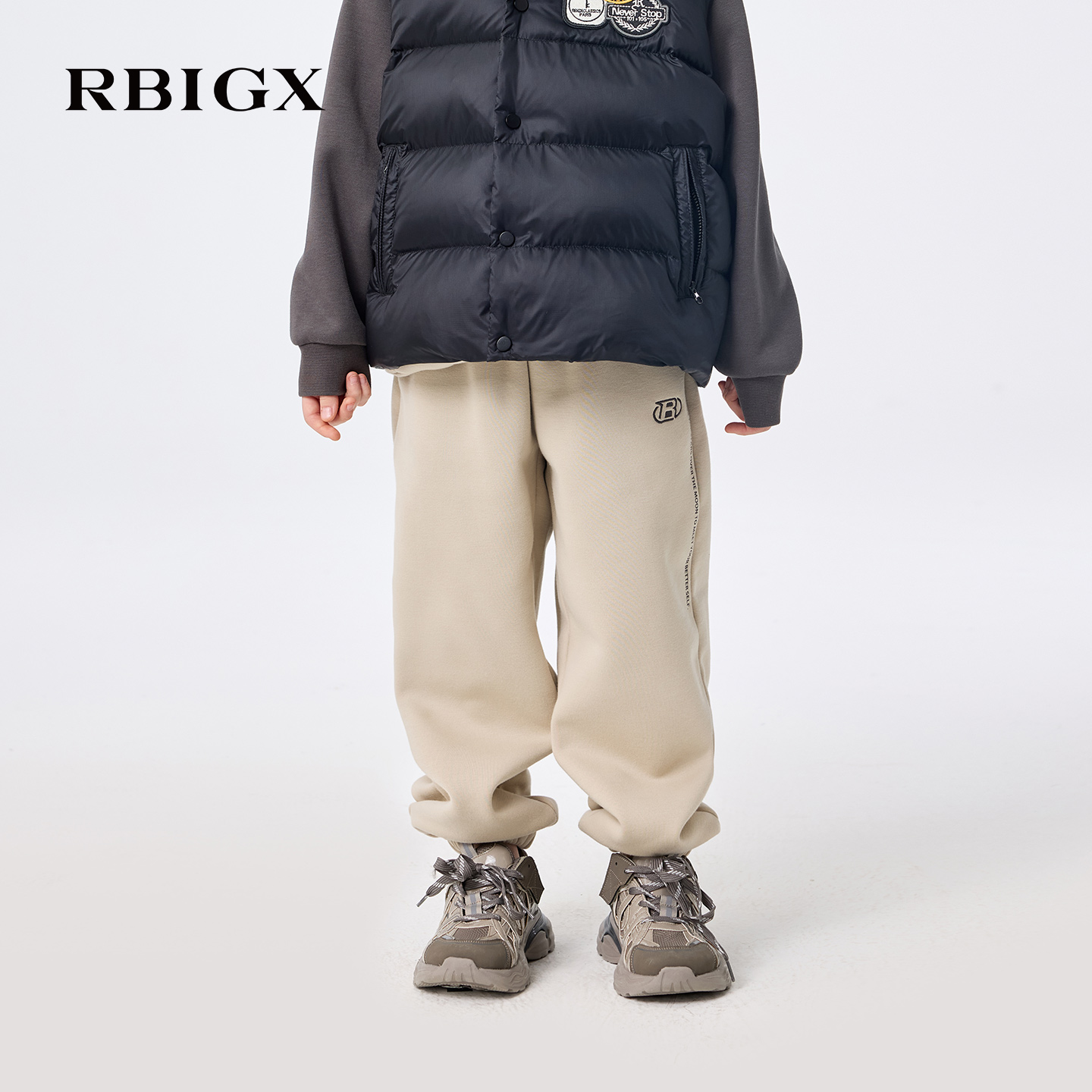 【商场同款】RBIGX瑞比克童装2025冬季新款宽松休闲束脚口运动裤 - 图0
