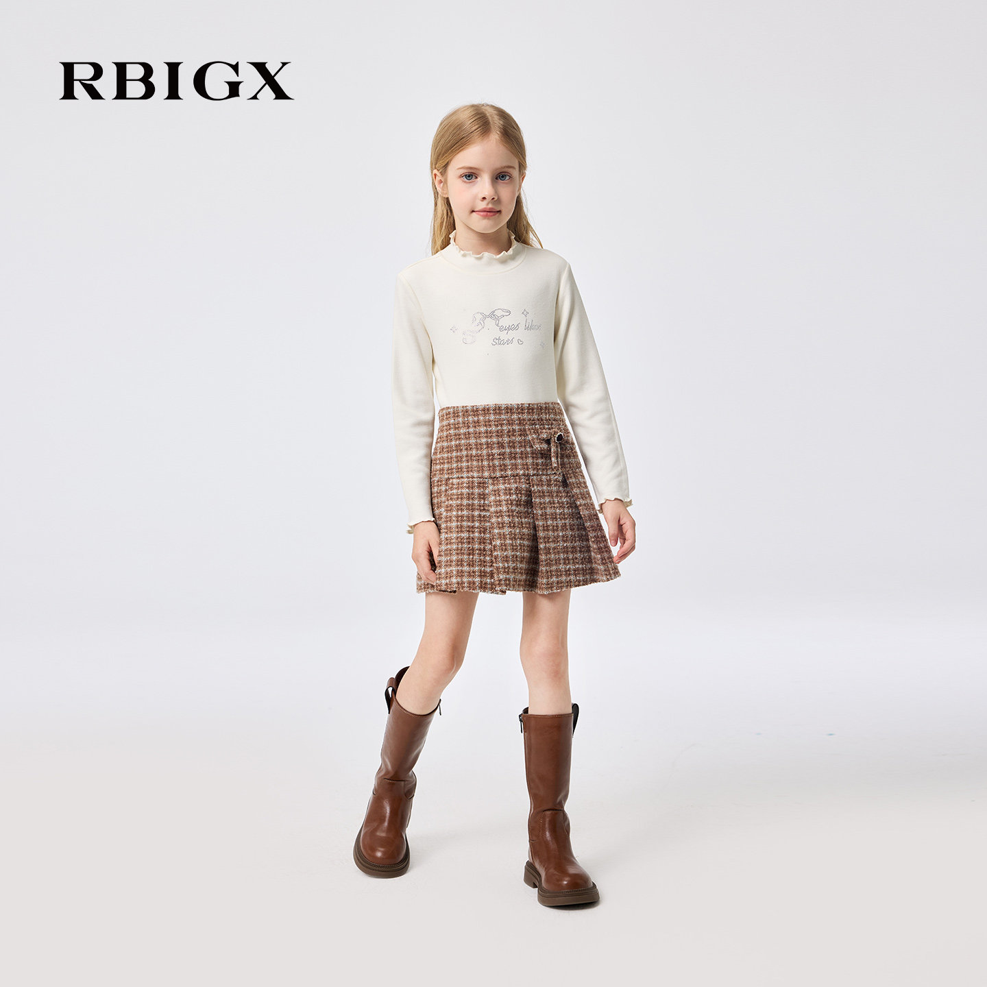 【商场同款】RBIGX瑞比克童装25冬季新款格子高雅小香风百褶裙子,淘宝优惠券,粉丝福利购,淘宝优惠卷