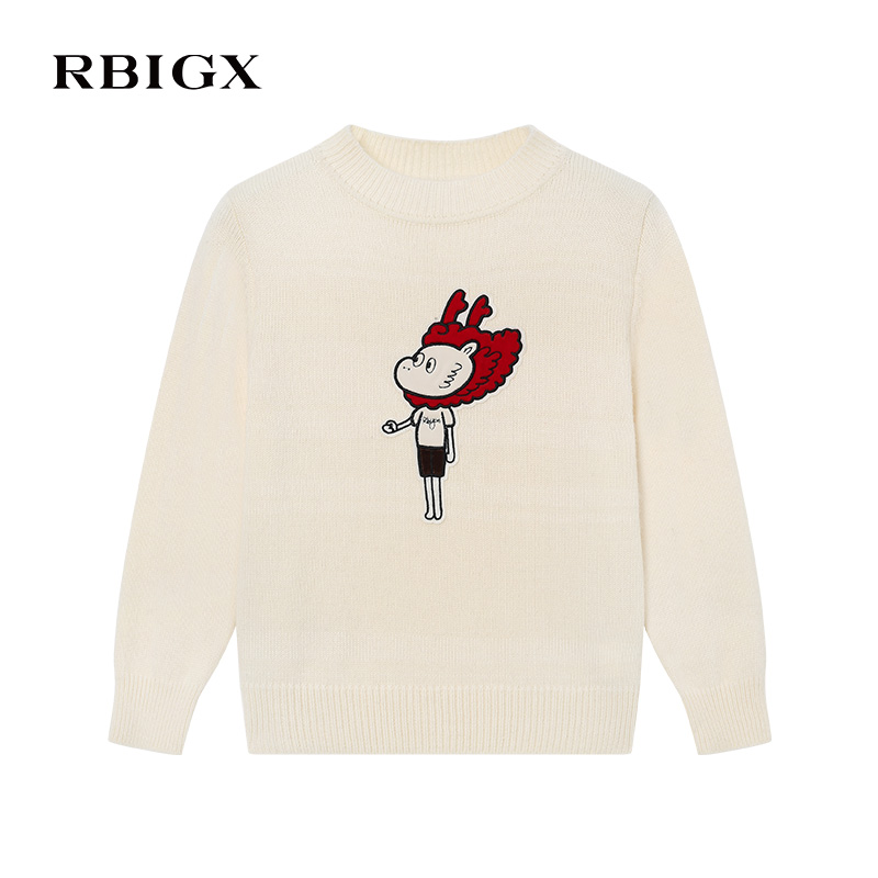 RBIGX瑞比克童装冬季新款儿童潮流百搭小龙人新年衣服图案针织衫