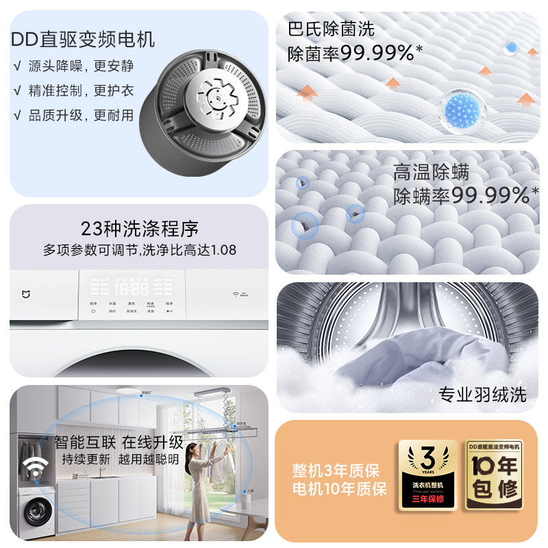 小米米家滚筒全自动家用直驱洗衣机 小米大家电洗衣机