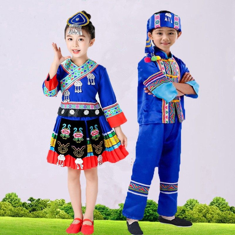三月三儿童侗族男女童广西壮舞蹈服 港芙宣民族服装/舞台装